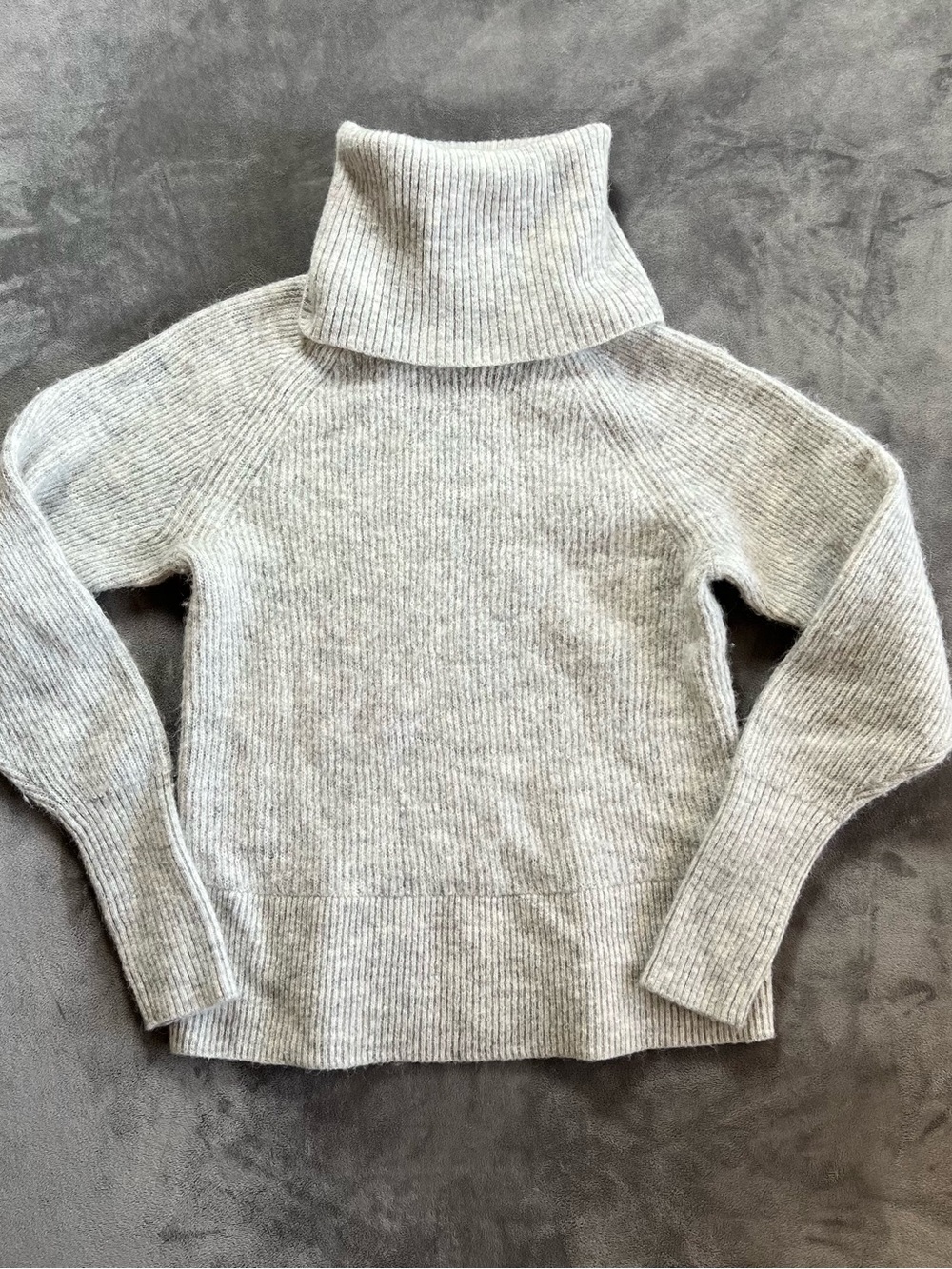 Quince Light Gray Ribbed Turtleneck Sweater